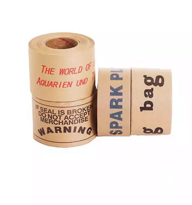 Τυπωμένη καφέ ταινία Hydroreactive Kraft Paper Tape, βιοδιασπώμενη σφραγιστική ταινία συσκευασίας